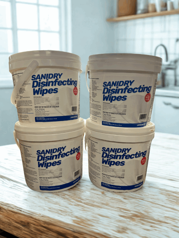 Sanidry 300-Count Unscented Disinfectant Wipes All-Purpose Cleaner - 4 Boxes per Case