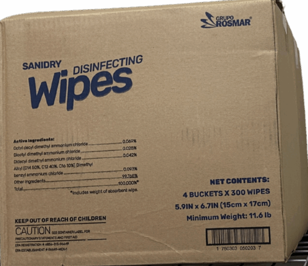 Sanidry 300-Count Unscented Disinfectant Wipes All-Purpose Cleaner - 4 Boxes per Case - Image 2